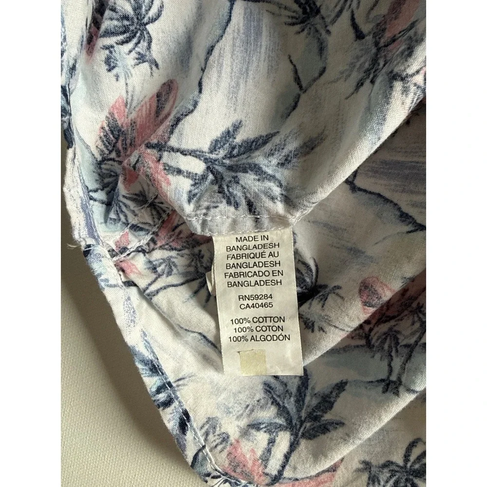The Childrens Place Boys L 10/12 Tropical Palm Tree Short Sleeve Button Down